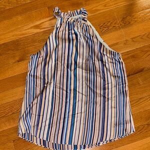 WHBM Striped Halter Neck Tank Top - Blue, Pink, Cream